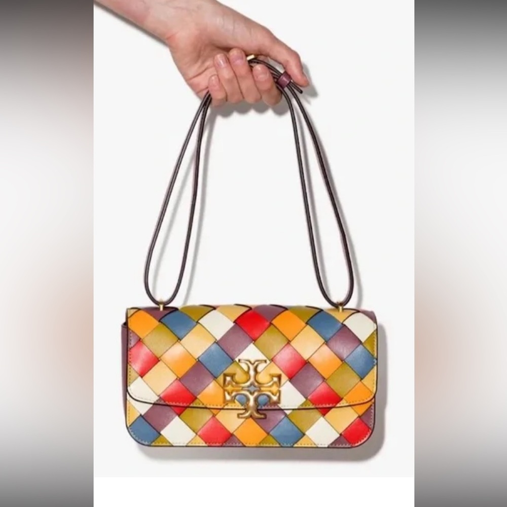 RARE TORY BURCH ELEANOR WOVEN LEATHER CROSSBODY BAG EXCELLENT CONDITION